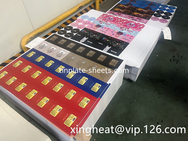 T4 Fogli di latta con 6 colori stampati 4 colori stampati carta di latta stampa carta di latta per lattine alimentari stampa in oro bianco