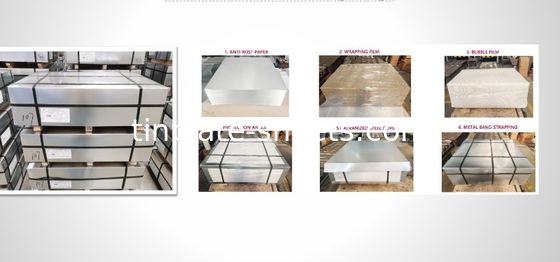 Fogli di latta per imballaggio Lattine di prodotti chimici JIS G3303 Standard T3 T4 DR8 STONE FINISH Fogli di latta elettrolitici